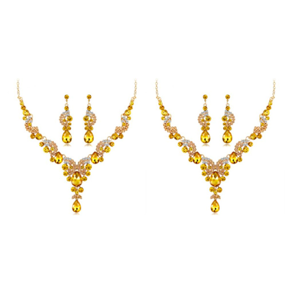 1/2/3/5 3 stycken/ set kvinnor halsband bröllop bröllop örhänge Champagne 2PCS