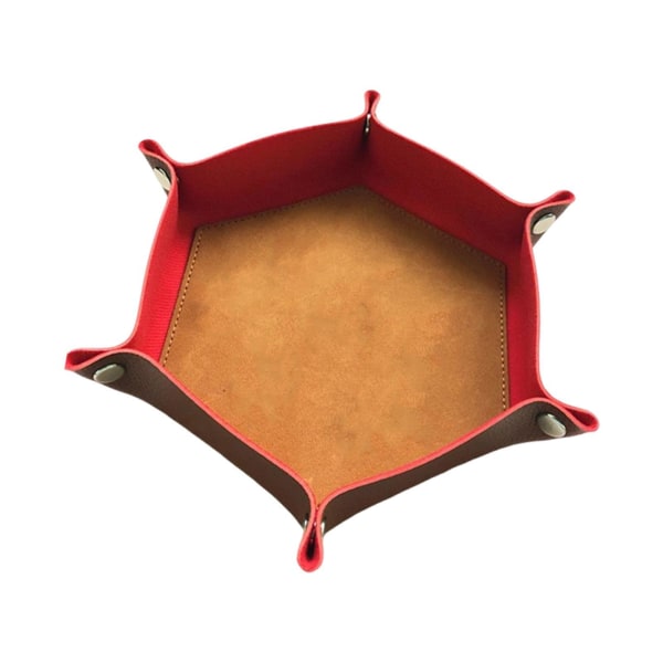 1/2 tärningsbricka PU-läder dubbelsidig tärningsmatta för brädspel Red Brown 1Set