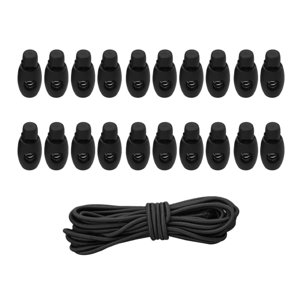 1/2/3/5 20st plastsnörelås Ändfjäderbelastad slider + För Black Style 3 1Set