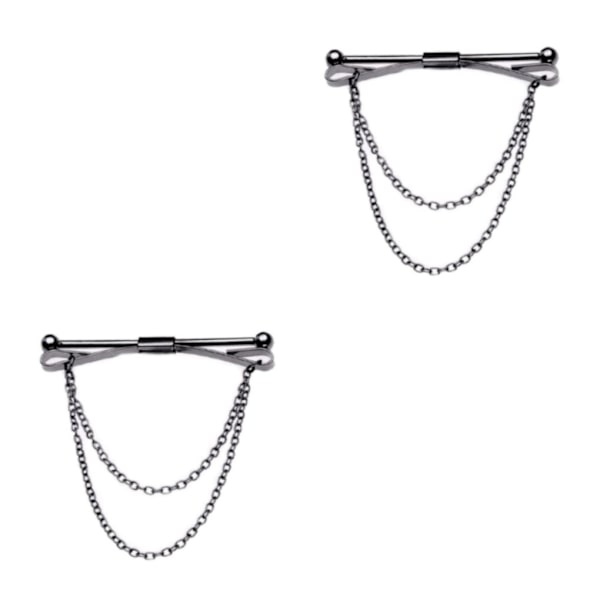 1/2/3/5 Mode mäns krage Bar Pin med kedja Cravat spännen 2Set
