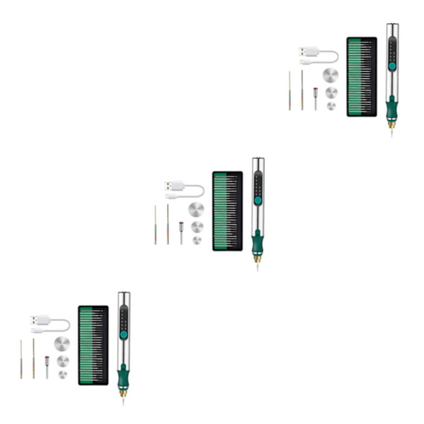 1/2/3/5 Metallsmyckengravering Pen Kit sladdlös mikrogravör 3PCS