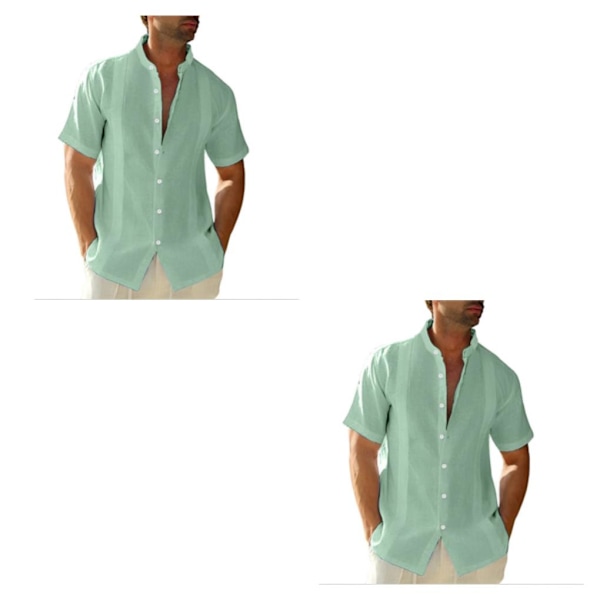 1/2 Resande Fotvandring Herr Button Down Skjorta Sommar Enkel Green XXL 2PCS