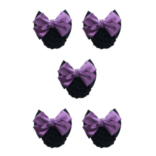 1/2/3/5 tyg lätt att bära Elastiska hårnät för moderiktiga Two-Bows-purple 5Set