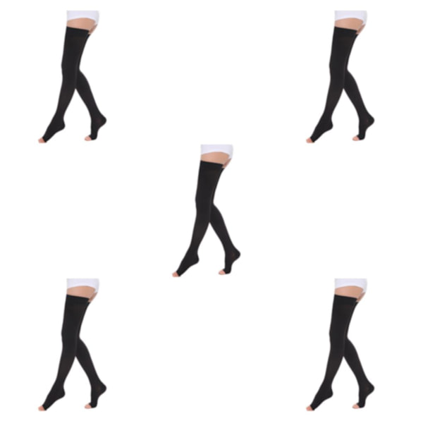 1/2/3 Trendiga och moderiktiga över knästrumpor för Open Toe-black M 5Set