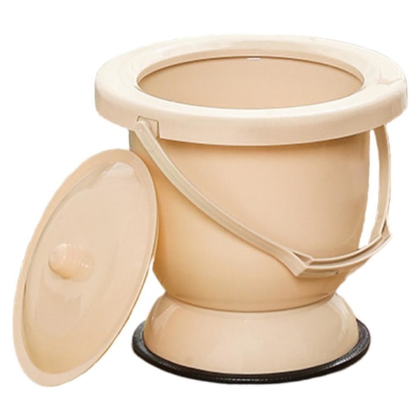 Handhållen spottburk med lock Bärbar urinalflaska för sovrum Beige 21x23cm S