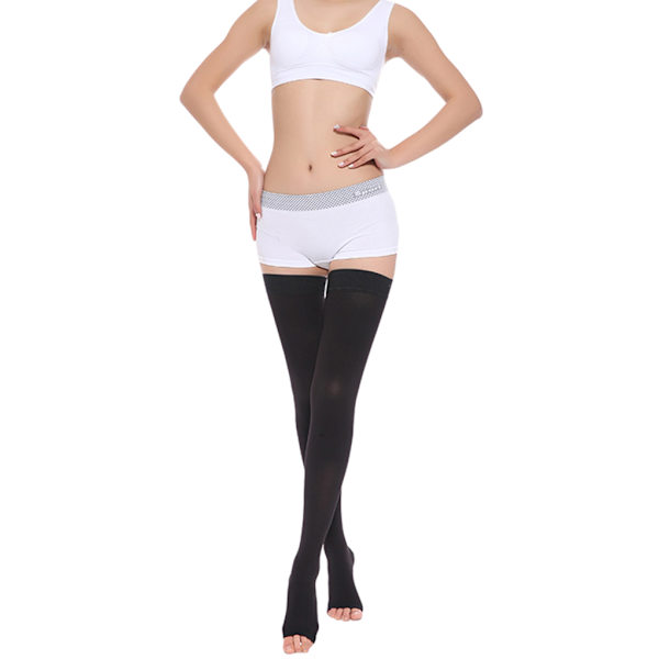 1/2/3 Trendiga och moderiktiga över knästrumpor för Open Toe-black XXL 1Set