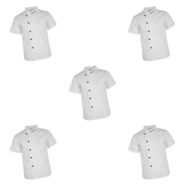 1/2/3/5 Unisex kockjackor kappa kortärmad skjorta kök White 3XL 5PCS