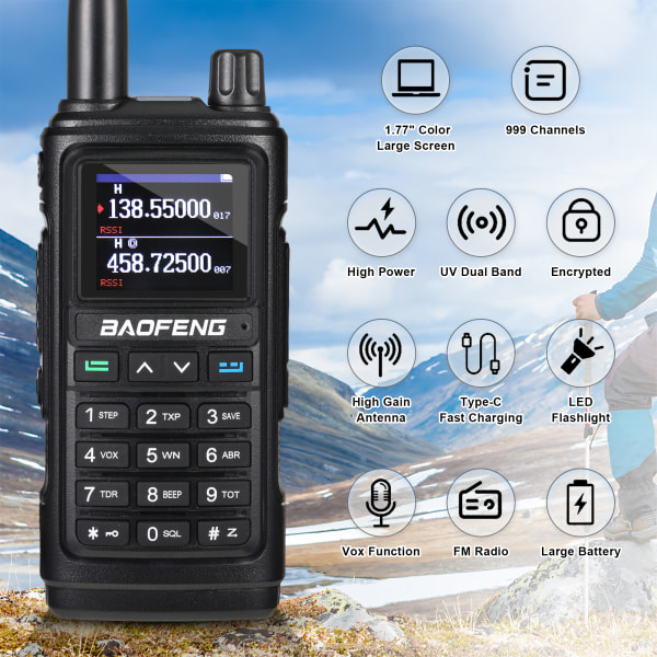 1/2/3 UHF/VHF med trådlös frekvenskopiering Handhållen skinkaradio BLack 1Set