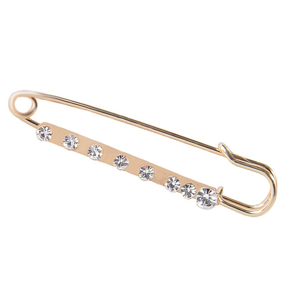 1/2/3/5 Crystal Safety Pin Scarf Coat Klänning Clip Collar Lapel Pin Gold 1Set