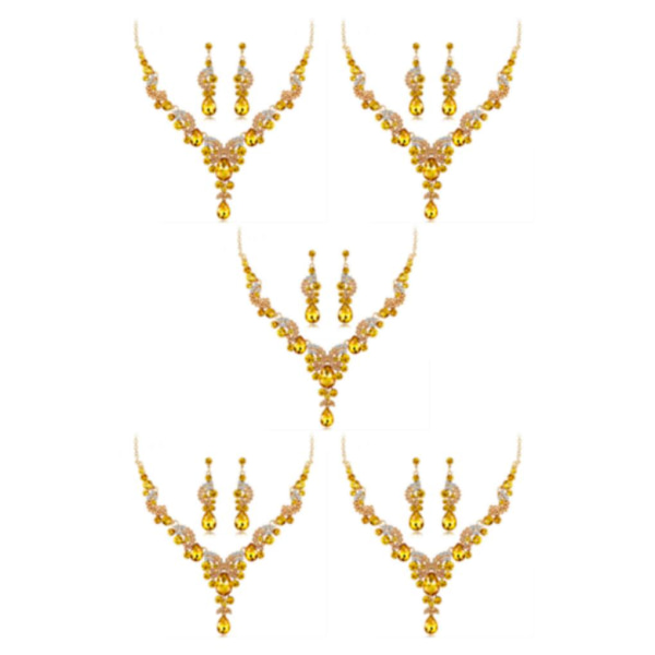 1/2/3/5 3 stycken/ set kvinnor halsband bröllop bröllop örhänge Champagne 5PCS
