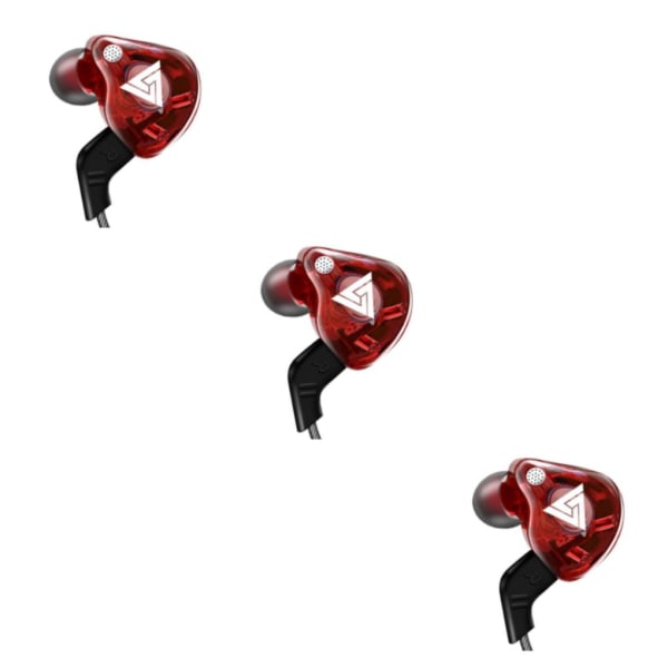 1/2/3/5 För QKZ AK6 In Ear 3,5 mm sporthörlurar med mikrofon Red 1.2m 3Set
