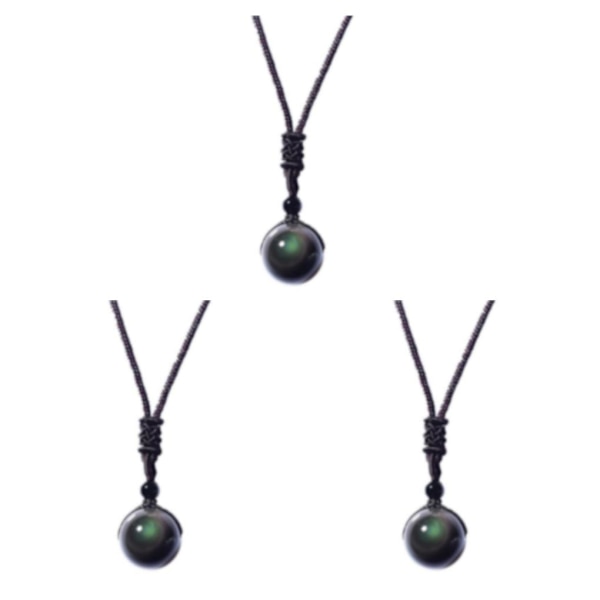 1/2/3/5 Natural Necklace Obsidian Pendant För Talisman Bra 16mm 3Set