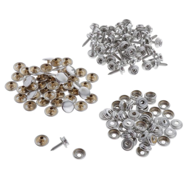1/2/3/5 50 set Fästskruv Snaps Stubb för marin båtcanvas Silver 15mm 15mm 1Set