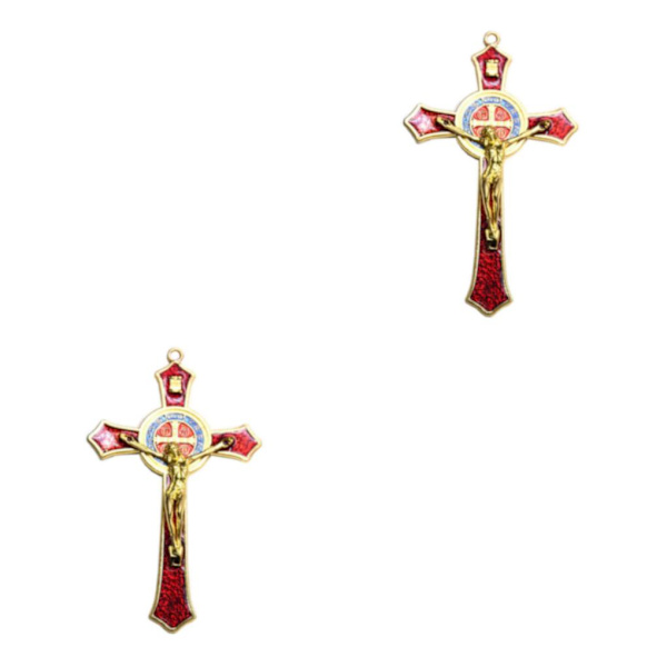 1/2/3/5 Zinklegering Väggkrucifix Cross Jesus Statue Staty Red 12x7cm 2Set