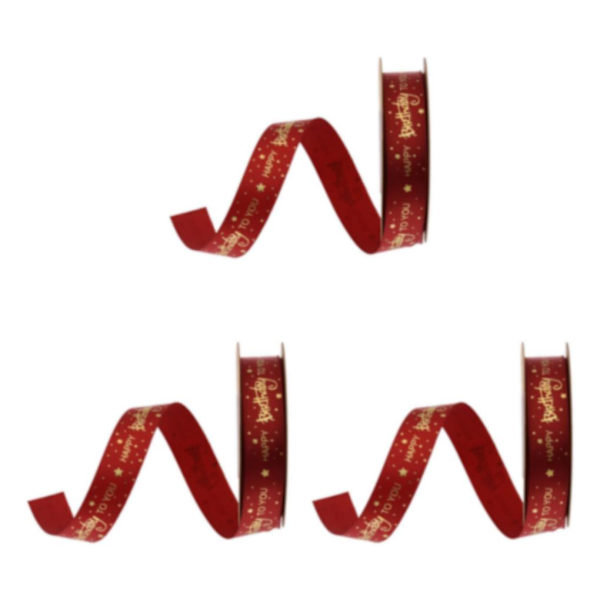 1/2/3/5 Grattis på födelsedagen band DIY presentförpackning för tårta box Red 20Yard 1.5cm 3Set