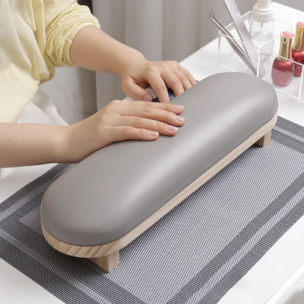 PU Nagelarmstöd Kuddställ Tvättbart för manikyr nagelsalong Short Gray