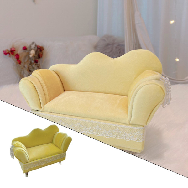 1/2 Chic smycken case för flickor Kvinnor Ringar halsband Sofa Cream Yellow 1Set