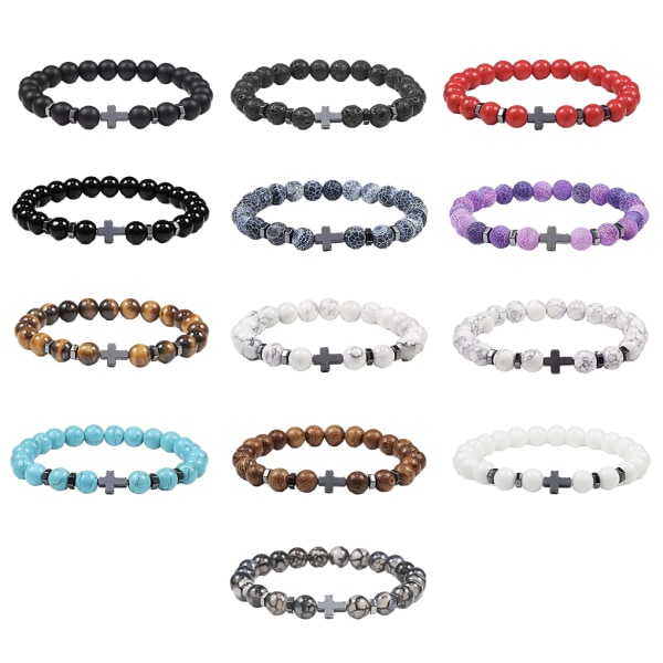1/2/3/5 Wide Application Cross Beaded Armband för alla tillfällen volcanic stone 1Set