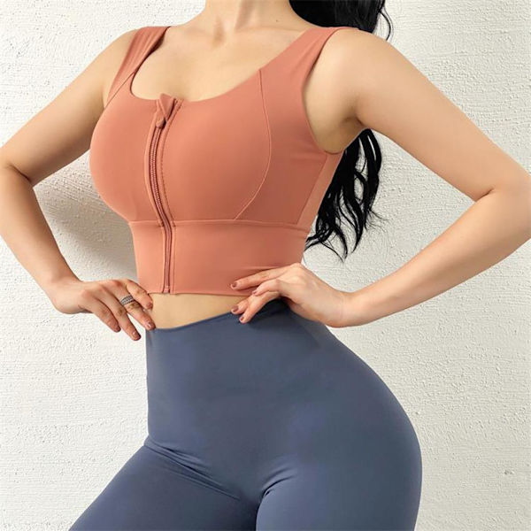 1/2/3 Womens Front Zip Sport BH För bekväma vadderade Shapewear Orange XL 1Set