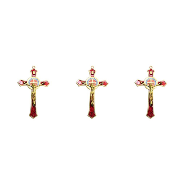1/2/3/5 Zinklegering Väggkrucifix Cross Jesus Statue Staty Red 12x7cm 3Set
