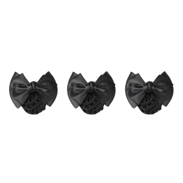 1/2/3/5 tyg lätt att bära Elastiska hårnät för moderiktiga Two Bows-black 3Set