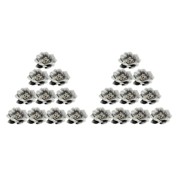 1/2/3/5 10 stycken Camellia Flower Heads för gör-det-själv-hårtillbehör Grey 4.5cm 2Set