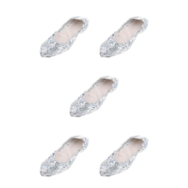 1/2/3/5 Kvinnor Tjej Magdansskor Non- För slip Soft Soles Silver L 5Set