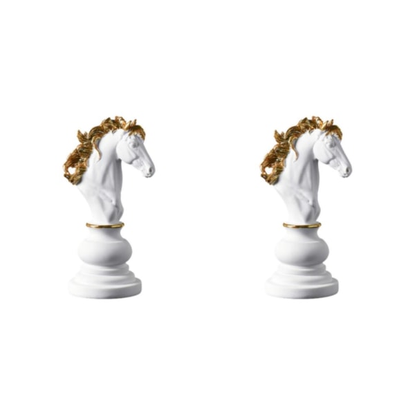 1/2 International Chess Skulptur Ornament Figurine Photo Props White Knight 2Set