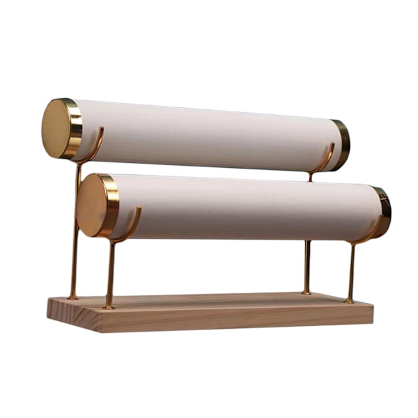 2-vånings armband Display Organizer Fristående för White PU Leather