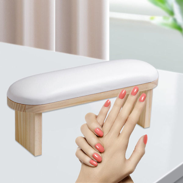 PU Nagelarmstöd Kuddställ Tvättbart för manikyr nagelsalong High White