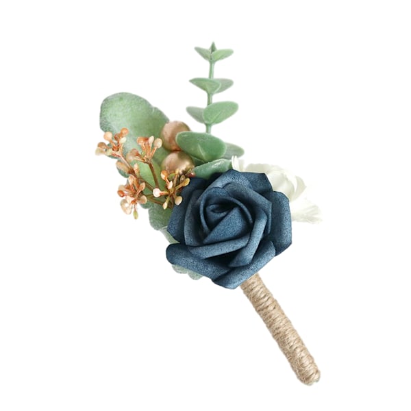 1/2/3/5 Stabilt fixerade konstgjorda bröllopsblommor Boutonniere För Mist Blue 2PCS