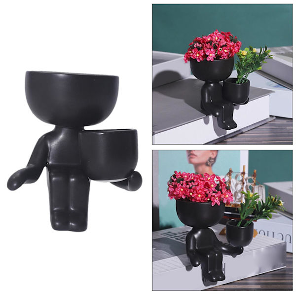 1/3 keramisk blomkruka Mänsklig blomvas växtkruka Black 10x9x6cm 10x9x6cm 10x6x8cm 1Set