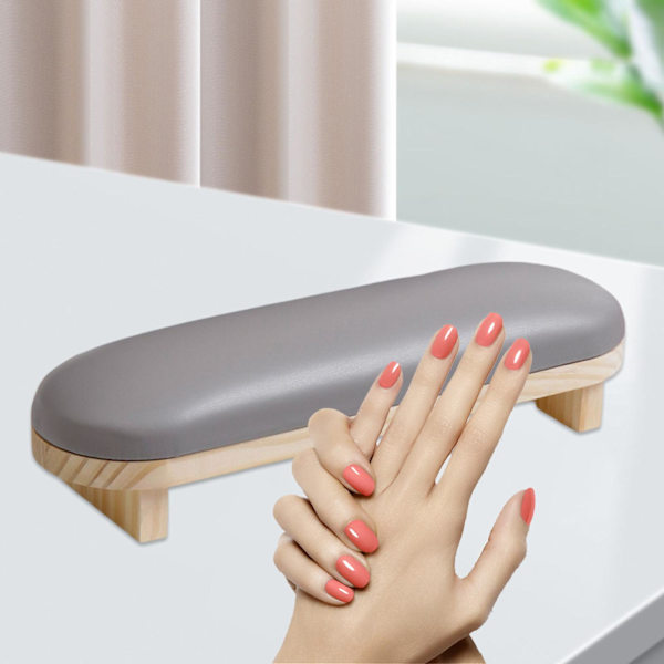 PU Nagelarmstöd Kuddställ Tvättbart för manikyr nagelsalong Short Gray