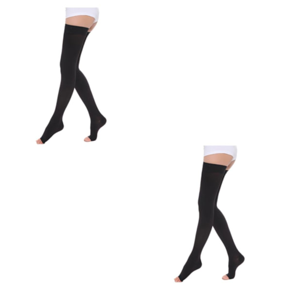 1/2/3 Trendiga och moderiktiga över knästrumpor för Open Toe-black L 2Set