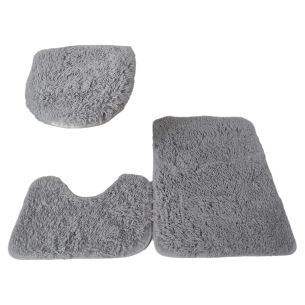 3st PU Mjuk Textur Stark Vattenabsorption Toalettmatta Set För Grey