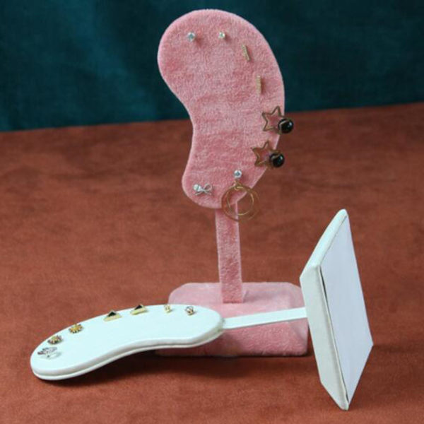 1/2 Örhänge Display Stand Multi-purpose Ear-Shape Organizer beige PU 1Set
