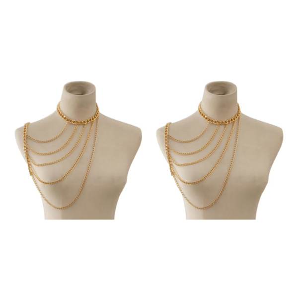 1/2/3/5 Body Chain Multi lager En Shoulder Smycken Tofsar Golden 2Set