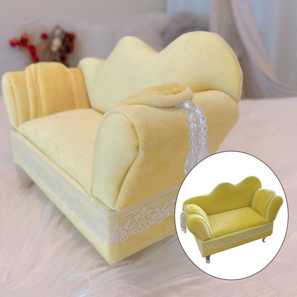 1/2 Chic smycken case för flickor Kvinnor Ringar halsband Sofa Cream Yellow 1Set