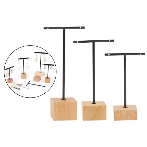 1/2/3 metall smycken T-Shape örhängen Display Rack Stativ Black 4 x 4 x 14cm 1Set