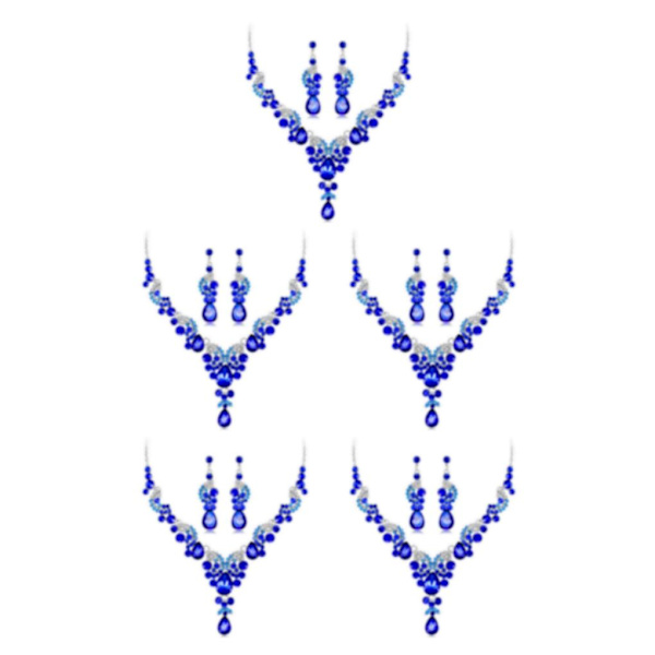 1/2/3/5 3 stycken/ set kvinnor halsband bröllop bröllop örhänge Blue 5PCS
