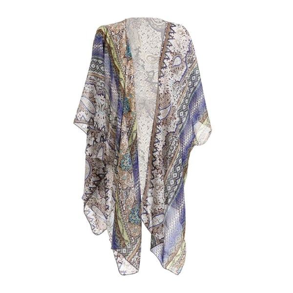 Dam Beach Cover Ups Kimono Cardigan Lätt baddräktsomslag Blue