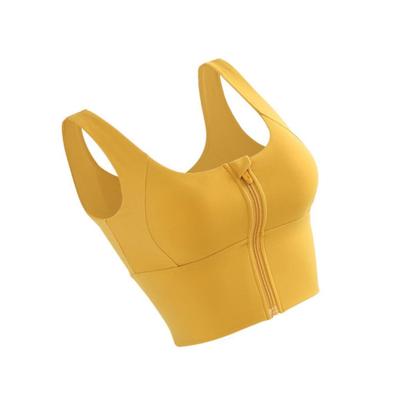 1/2/3 Womens Front Zip Sport BH För bekväma vadderade Shapewear Yellow M 1Set