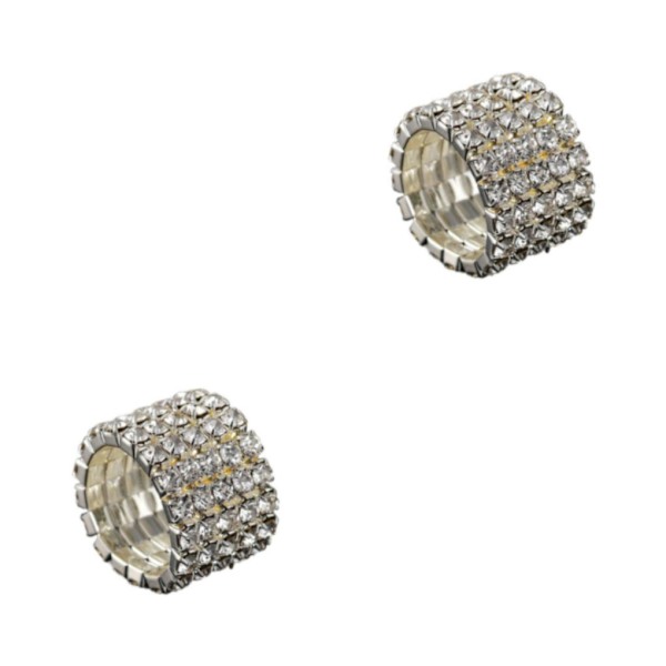 1/2/3/5 Stretch Crystal Ring Utsökt inläggning för Elegant silver 5 rows 2PCS
