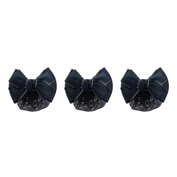 1/2/3/5 tyg lätt att bära Elastiska hårnät för moderiktiga Gold rim - black 3Set