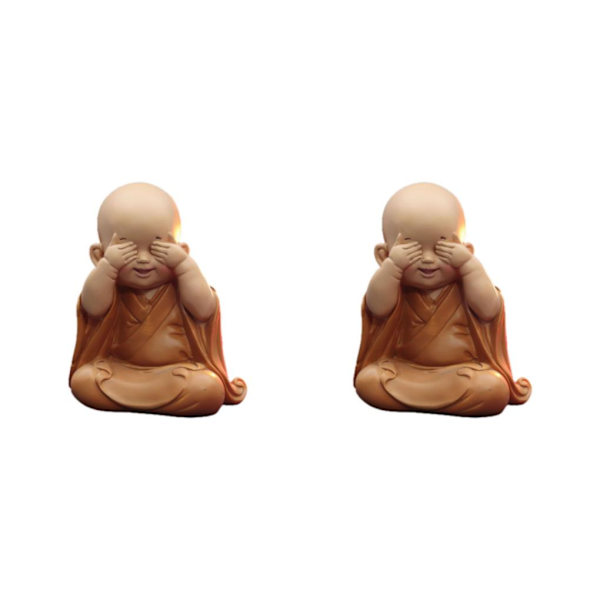 1/2/3 Söt Buddha Staty Monk Figurine Ornament Little för cover eyes height 10cm 2Set