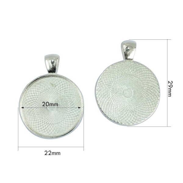 1/2/3 50 stycken tom, rund rambricka Base DIY Cabochon Silver White 29x22mm 1Set