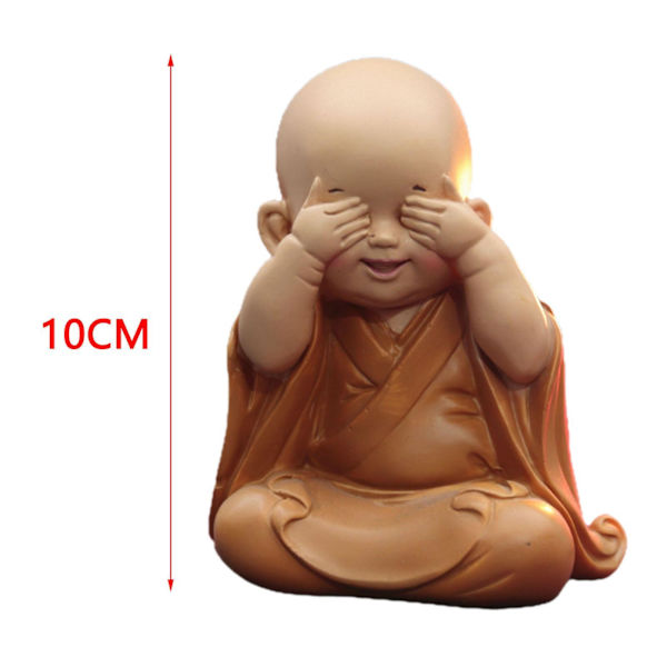 1/2/3 Söt Buddha Staty Monk Figurine Ornament Little för cover eyes height 10cm 1Set