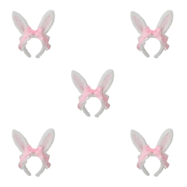 1/2/3/5 Lätt och söta kaninöron-hårband för flickhår Pink 5Set
