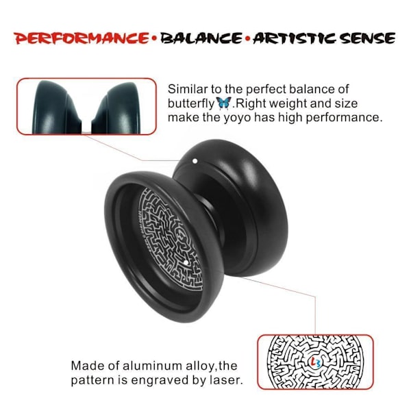 1/2/5 BEBOOYOYO Cool Legering Professionell YoYo Kullagersträng Black 1Set