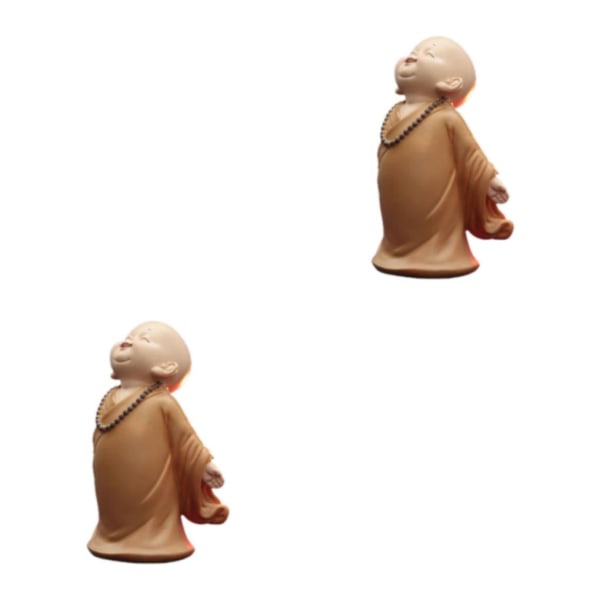 1/2/3 Söt Buddha Staty Monk Figurine Ornament Little för stand open hands height 10cm 2Set
